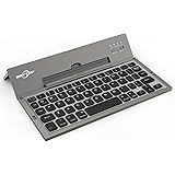 BATTOP Upgrade Foldable Bluetooth Keyboard With Kickstand Universal for IOS Android Windows (Gray and Black)