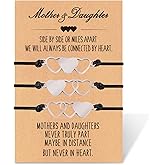 Mother Daughter Bracelets Set for Women Girls Matching Heart Wish Bracelets Handmade Woven Bracelets Mothers Day Birthday Christmas Gifts