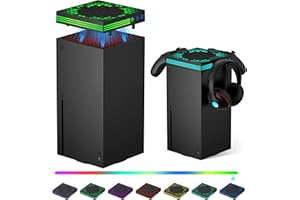 Cooling Fan for Xbox Series X with RGB Light Strip & 3 Detachable Hooks, Narati 4 in 1 Top Fan Cooling System with Built-in Dust Filter, 3 Level Adjustable Speed Fan Cooler & Independent Fan Switch