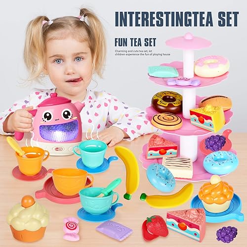 Tea Set for Little Girls 1-3, 48 PCS Tea Party Set for Toddler