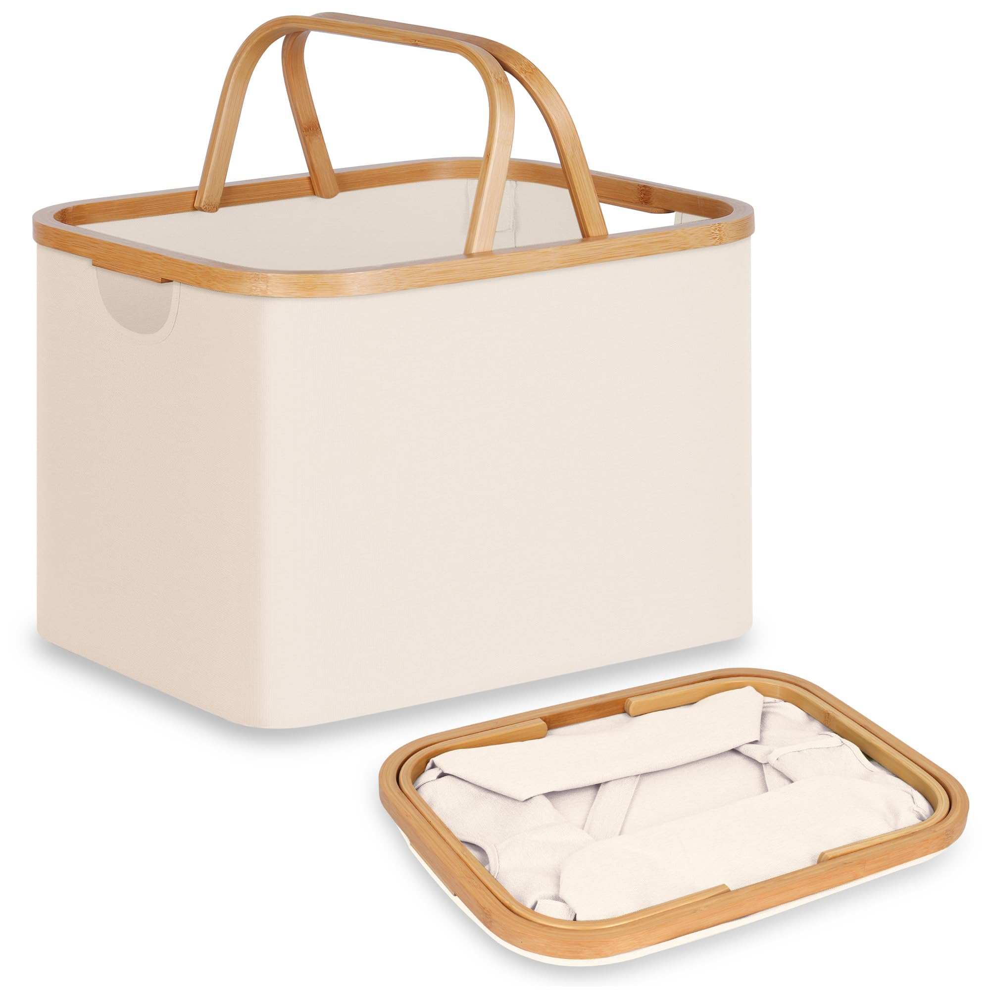 efluky Laundry Basket with Handles, 43L Foldable Laundry Baskets, Versatile Collapsible Washing Basket, Small Laundry Hamper for Toys, Blankets and Clothes