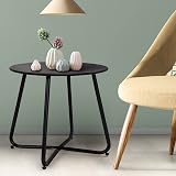 Grand patio Round Outdoor Side Table Lightweight Adjustable Black view 8