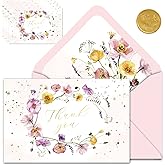 Gooji 4x6 Spring Floral Thank You Cards with Envelopes (Bulk 20-Pack) Bridal Shower Thank You Cards with Envelopes | Birthday Party, Baby Shower, Weddings, Greeting, Blank Notes, Small Business