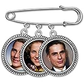 Photo Memory Pin for Wedding Groom Boutonniere Remembrance Charms Holds 3 Pictures with Photo Resizer
