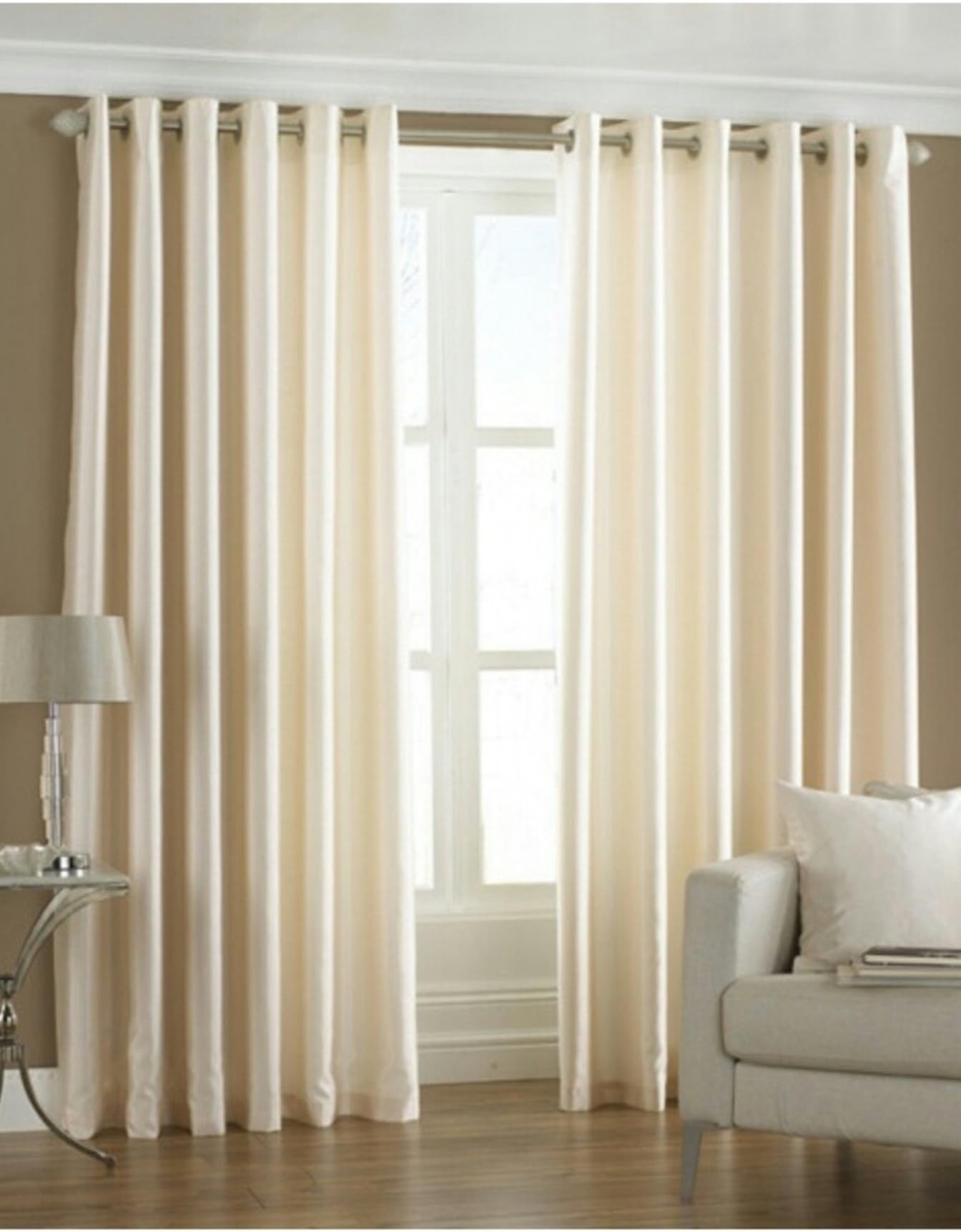 FRESH FROM LOOM Plain Curtains for Door 7 Feet Long | Medium Window Curtain | Yarn Weaved Parda | Modern Parde for Living Room Bedroom | Screens with Eyelet Ring | Hypoallergenic (Cream, 1pc Only)