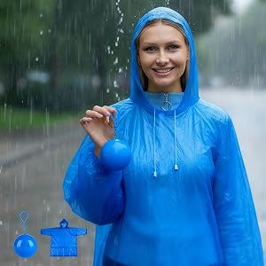 Disposable Rain Poncho, Waterproof Compact Folding Raincoat with Hook Design for Easy Storage, Emergency Use, Travel