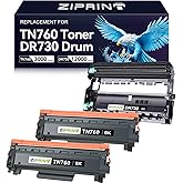ZIPRINT TN760 Toner Cartridge and DR730 Compatible Replacement for Brother TN 760 TN-760 TN730 DR730 for MFC-L2710DW MFC-L2750DW HL-L2370DW DCP-L2550DW (2 Toners, 1 DR730 Unit, 3 Pack)