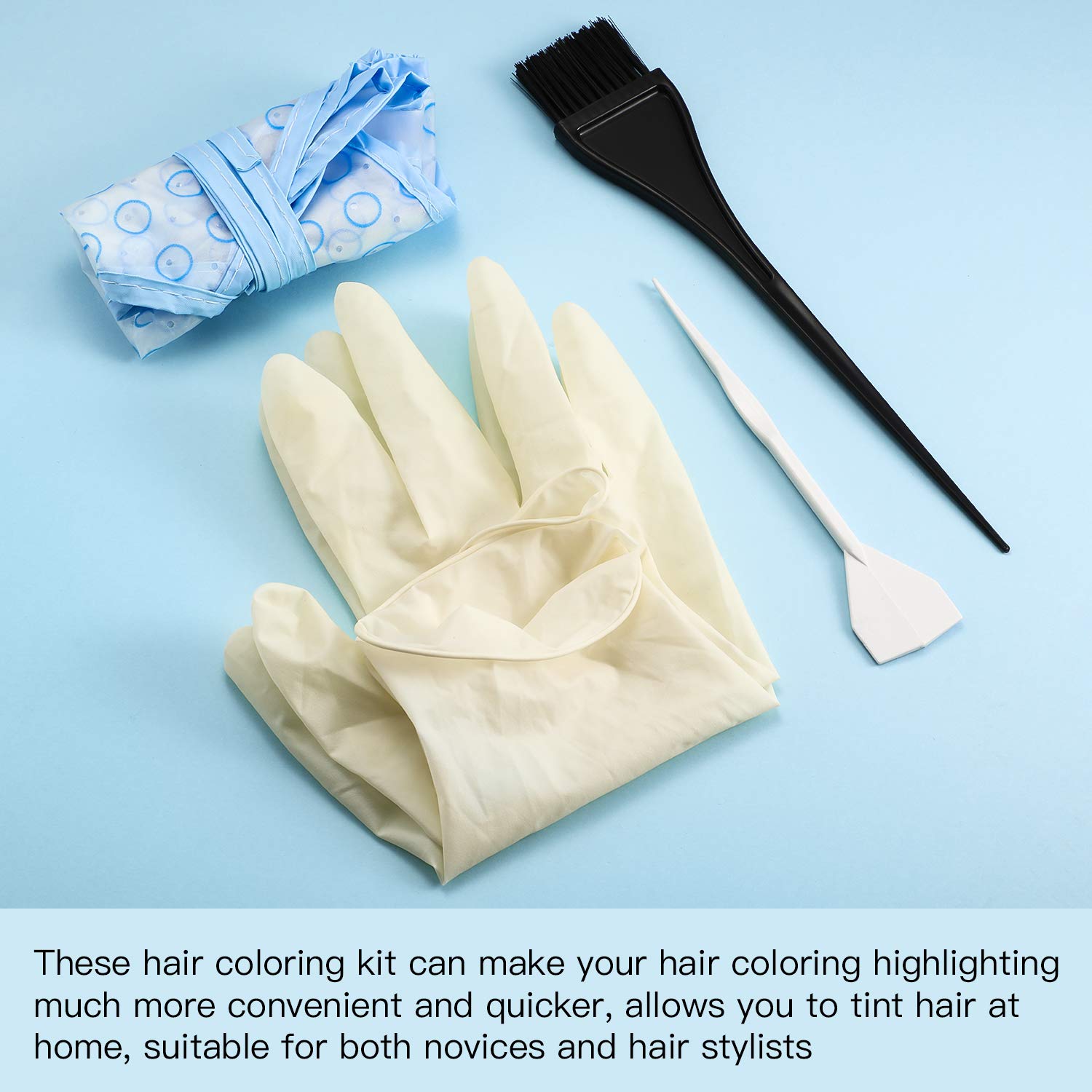 Hair Color Kit Disposable Hair Highlighting Cap Plastic Hair Hook Hair Dye Brush Gloves Hair Tint Tools for Salon and Home Dyeing Hair, 4 Tools : Beauty
