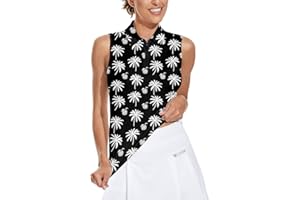 Soneven Women's Sleeveless Golf Top Floral Athletic Golf Wear Moisture Wicking Sleeveless Polo Quick Dry