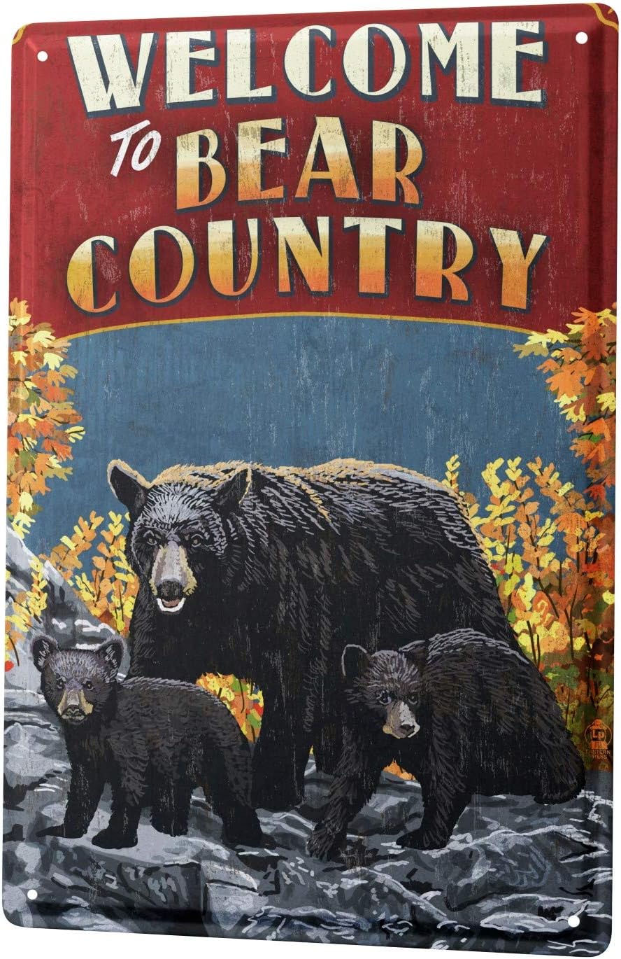 LEotiE SINCE 2004 Tin Sign Metal Plate Decorative Sign Home Decor Plaques Holiday Travel Agency Bear Country