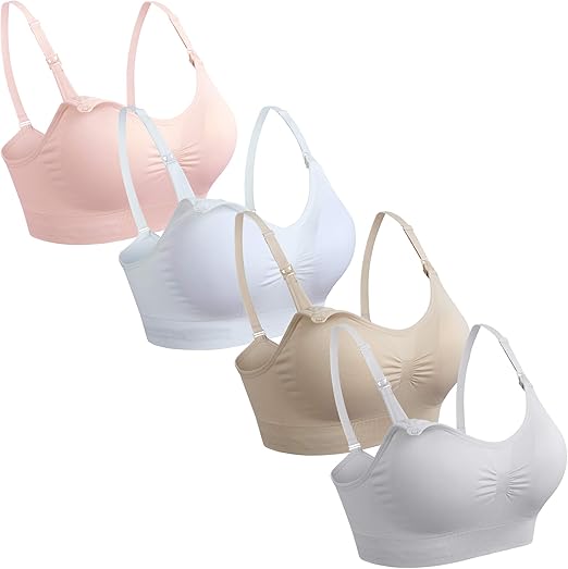 GXXGE 4Pack Nursing Bra for Breastfeeding Maternity Bras Push Up Silk