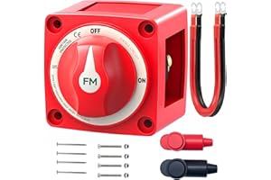 FASTSTORM 300A Waterproof Battery Disconnect Switch 12V-48V, On/Off Kill Switch for Marine, RV, Car, Boat, Truck, ATV, UTV, Ignition Protected with Cable