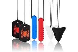 KALOVIN Chewy Necklaces for Sensory Kids, Silicone Chewable Necklace, 6 Pack Sensory Oral Motor Aids Teething Necklace for Chewers with Autism, ADHD, SPD, or Special Oral Motor Need