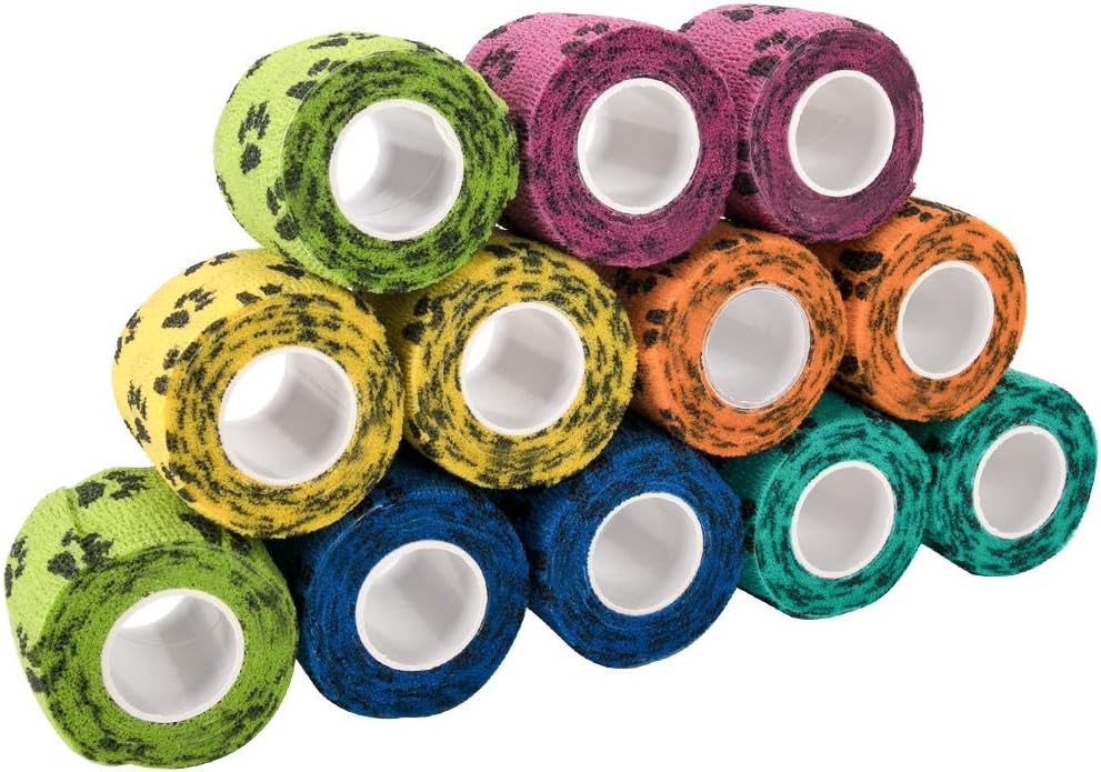 Nasjac Vendaje Autoadhesivo para Mascotas, 12 Rollos de Cinta para, 2