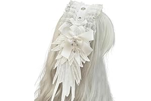 GadgetNova Lolita Headband–Gothic Lolita Hair Accessories with Wing Bow⨯,Maid Headpiece for Lolita Dress Cosplay (white)