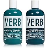 VERB Hydrate Shampoo + Conditioner Duo - Cleanses + Nourishes Dry + Frizzy Hair to Smooth + Reduce Frizz - Amber + Warm Jasmine Scent