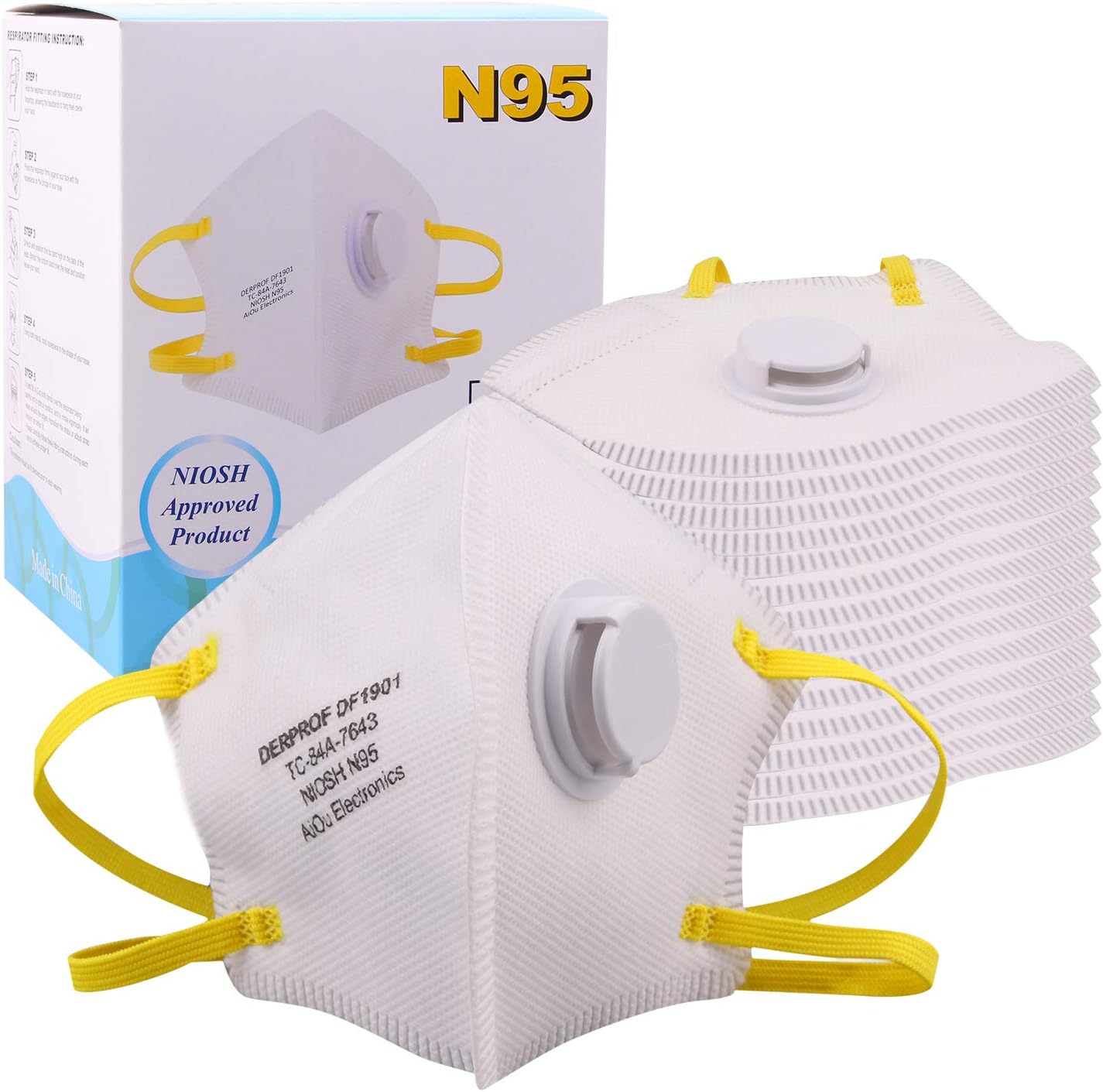 GOVALVE Disposable Dust Face Mask - N95 Particulate Respirator with Valve NIOSH Approved for Painting Construction Chemical Cleaning Smoke Drywall Safety Mask (15 PACK)