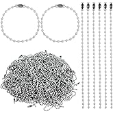 JIEYAO 300Pcs 3.9 Inch Ball Chains, 2.4mm Bead Keychain Connectors Bulk Keychain Tag Metal Tag Chains for DIY Jewelry Making, Dog Tags, Craft Extensions