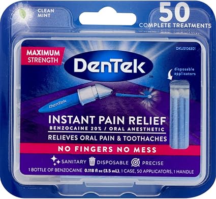 Amazon Com Dentek Instant Oral Pain Relief Maximum Strength Kit For Toothaches 50 Count Beauty