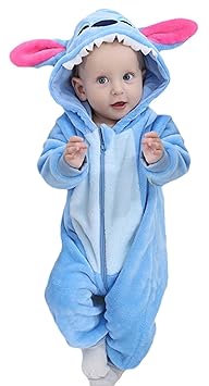 EOZY Baby Strampler Mädchen Jungen Romper Tier Overall Bodysuit 4-12Monat Blau