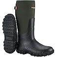 HISEA Upgraded Rain Boots for Men, Waterproof Insulated Rubber Neoprene Boots with Steel Shank, Durable Anti-Slip Outdoor Work Boots for Hunting Gardening Farming Fishing Mud Working, Adjustable Calf