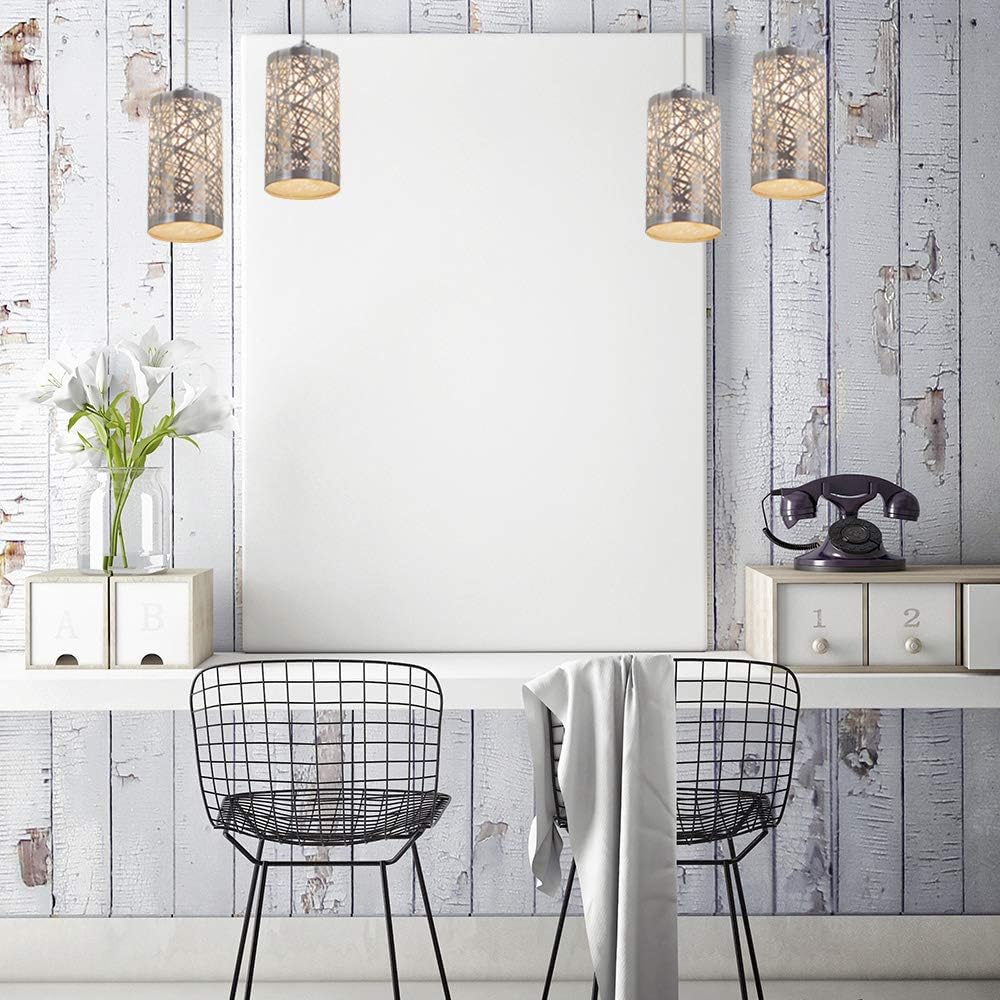 Popity home Modern Length Adjustable Hanging Dining Room Silver Linear Pendant Light, One-Light Stainless Steel Cylinder Shade Pendant Lighting Fixture with Chrome Finish - - 