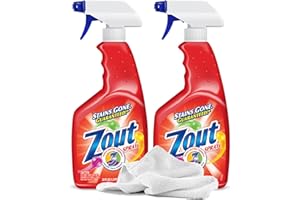 ZOUT Laundry Stain Remover Spray, 2 Pack | Pretreat Laundry Stain Cleaner for Fabric, Linens, Whites | Triple Enzyme Formula, 22oz Bottles + Daley Mint Towel
