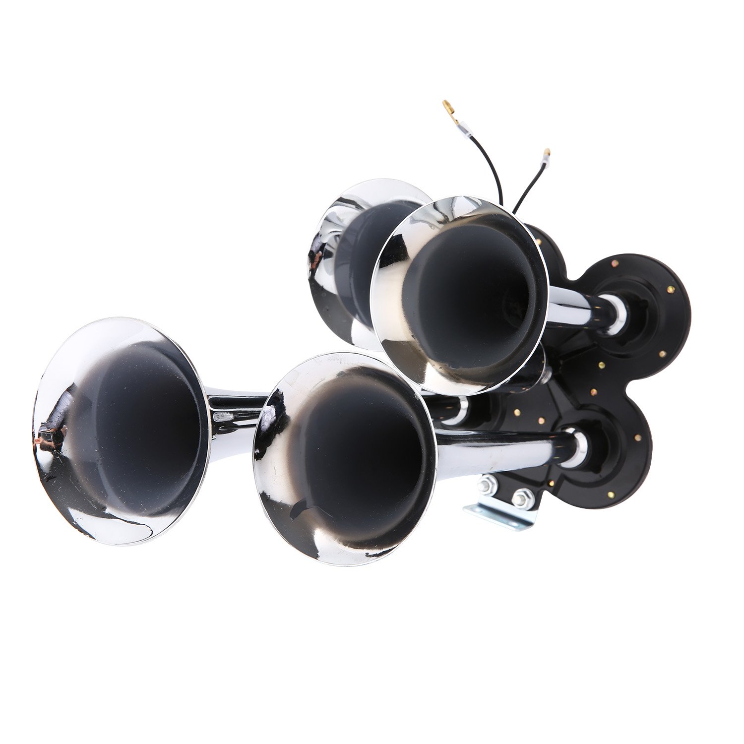 Super Loud 4 Trumpet Train Air Horns kit for Trucks for Car Jeep or SUV Truck Train Van Boat with 120 PSI 12V Compressor and Gauge