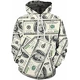 FUJUTANG Men's Women's Dollar 3D Printed Hoodie Funny Money Sweatshirts Pullover Hoodie Casual Sweater