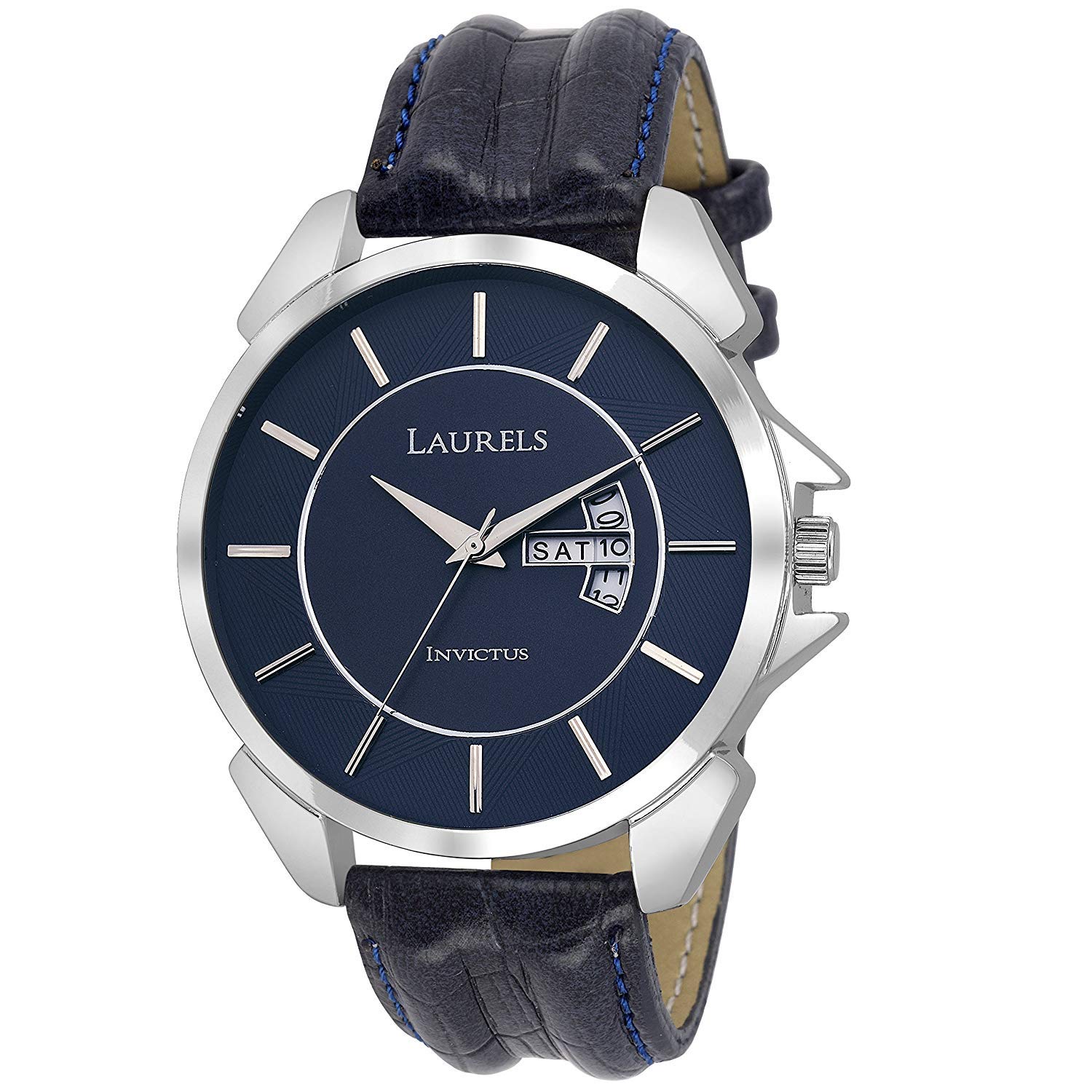 Buy Laurels Invictus Blue Dial Day and Date Function Wrist Watch For