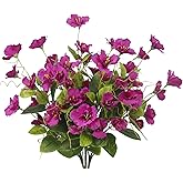 GhuaH 3 Pcs Artificial Flowers for Outdoors Hibiscus Spring Summer Decor Fuchsia Artificial Tropical Flowers Realistic UV Resistant Silk Hibiscus Flowers for Outside Planter Front Door Porch Patio