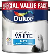 Dulux Walls & Ceilings Matt Emulsion Paint Pure Brilliant White 3L view 2