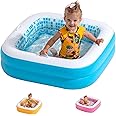 GRIP A POOL Baby with Cushioned Floor, Grip Handles and Drain - Skin Safe Small Square Inflatable Kiddie Pool, Bathtub and Ball Pit, for Babies, Infants and Toddlers 1-3, 34" Summer Blue