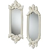 Touch of Class Felissia Antique White Wall Mirrors | Acanthus Leaf Accent Decor for Bedroom, Living Room, Bathroom | Modern V