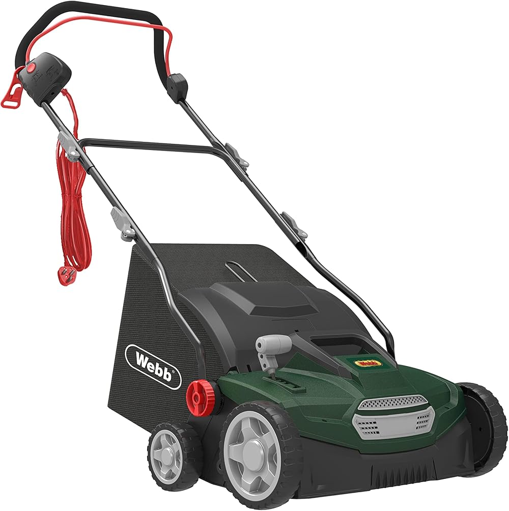 Webb 1500W 36cm Lawn Scarifier and Aerator - Interchangeable Raking/Scarifying