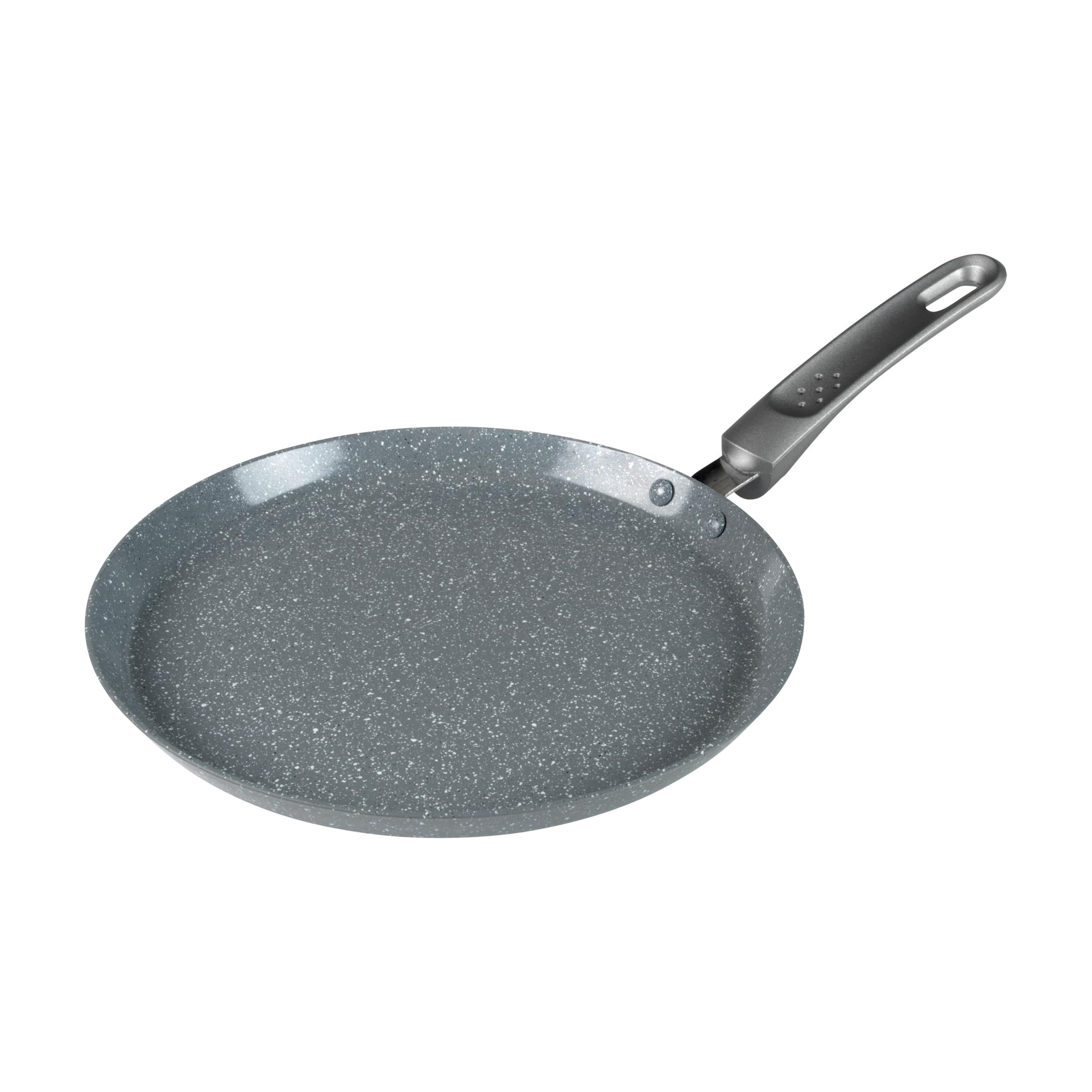 Salter 25cm Pancake Pan – Marblestone Non-Stick Crepe Pan, PFOA-Free Forged Aluminium, Induction Safe, Easy Clean, Soft Touch Handle, Perfect for Pancakes, Crepes, Omelettes, Chapatis & Roti