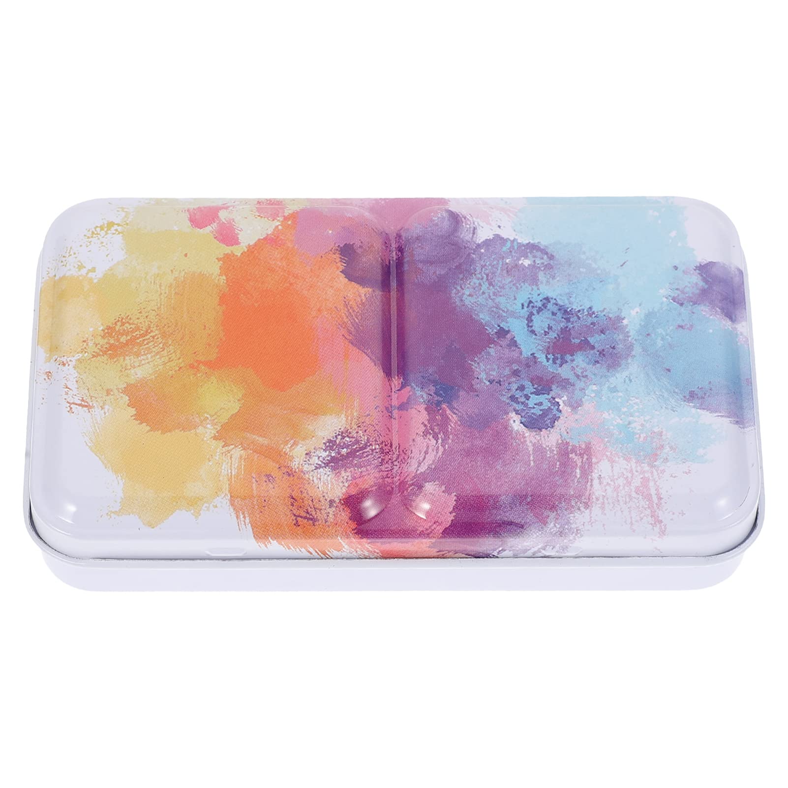 MILISTEN 1 Set Empty Watercolor Palette Tin, Colorful Watercolor Tin Box with 14 PCS Empty Half Pans for Watercolor Oil Painting