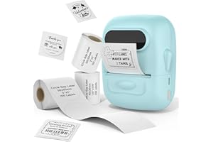MARKLIFE Label Maker Machine with Tape Barcode Label Printer - Mini Portable Bluetooth Thermal Labeler for Address Clothing Jewelry Retail Barcode Small Business Home Office (Blue+3 Labels(W/C/C))
