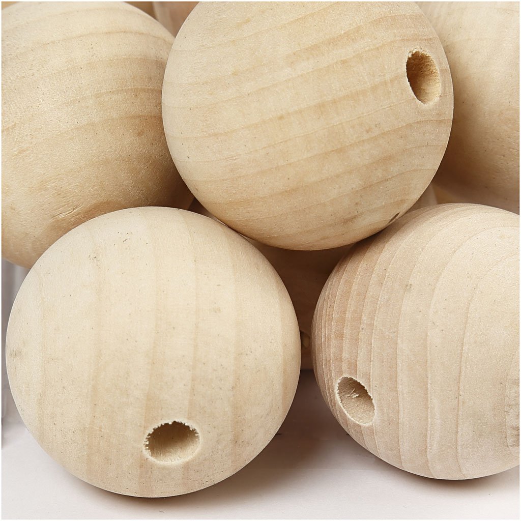 Creativ 566770 Wooden beads, D: 40 mm, hole size 7 mm, china berry, 30pcs