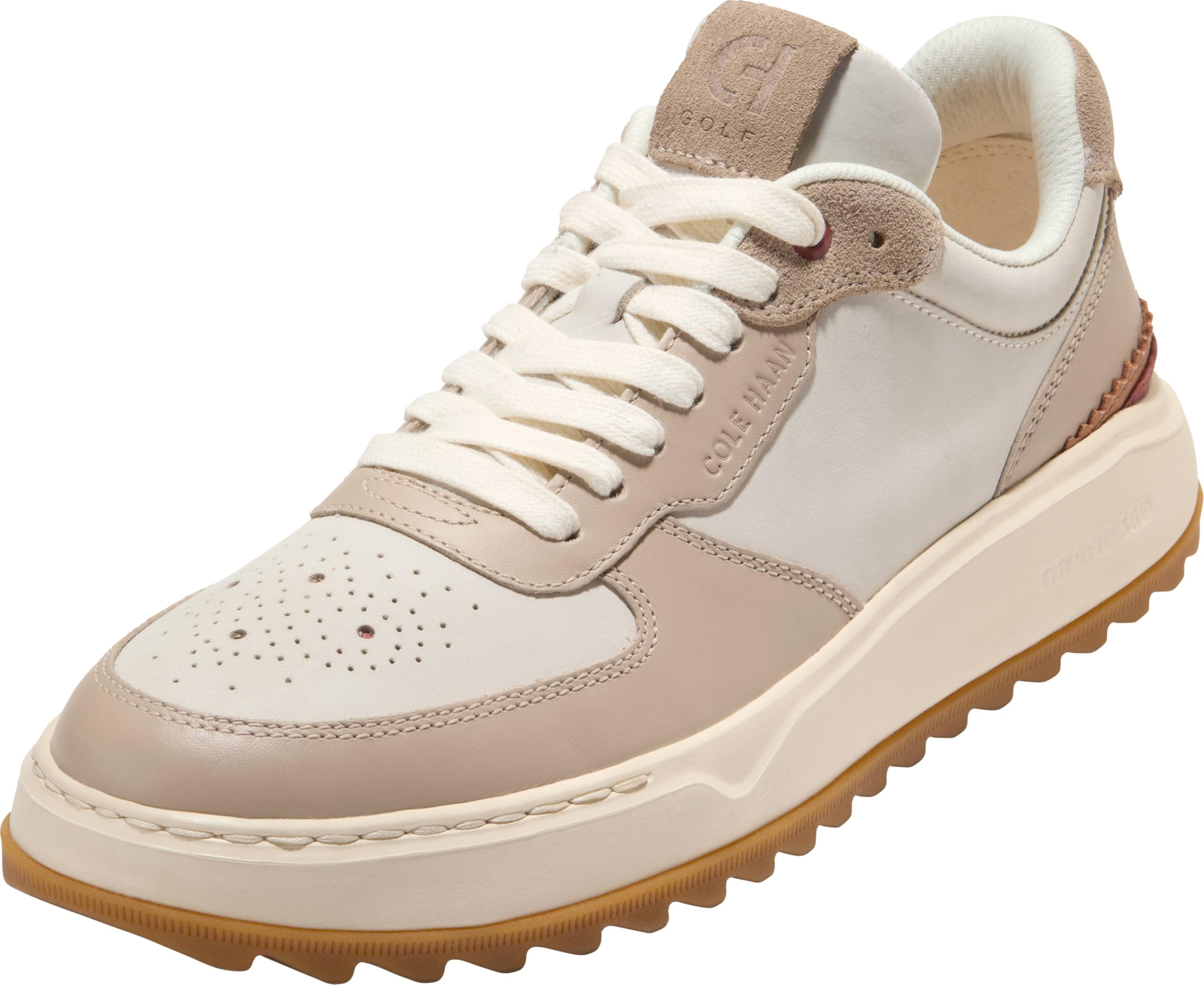 Cole Haan Men’s Grandpro Crossover Golf, Ivory/Light Sesame Suede/Gum Wp, 7-W US