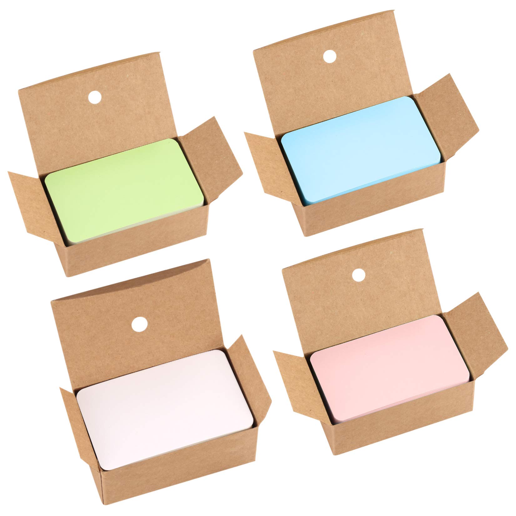 400PCS Blank Flash Cards, 8.8 * 5.4CM Kraft Paper Business Cards, Message Revision DIY Gift Flashcards for Learning Memory Notes (4 Colors)