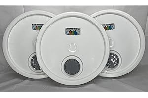 GENERIC CHEMSTREAM White Reusable Spouted Lid for 3.5, 5, 6 & 7 Gallon Buckets |BPA Free |Food Grade | High Density Polyethylene (HDPE) |Tamper Evident Tear Strip | 3 Pack