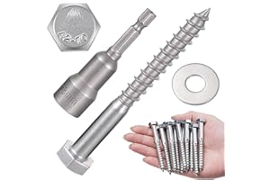 Xrfoiniu 25 Pcs M8x3 Inch Heavy Duty Lag Screws 304 Stainless Steel 18-8 Lag Screws for Wood for Large Wooden Structures Flower Stands Outdoor Wooden Pavilion Brackets