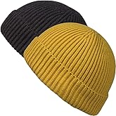 MaxNova Knit Cuff Short Fisherman Beanie for Men Women Warm Hats