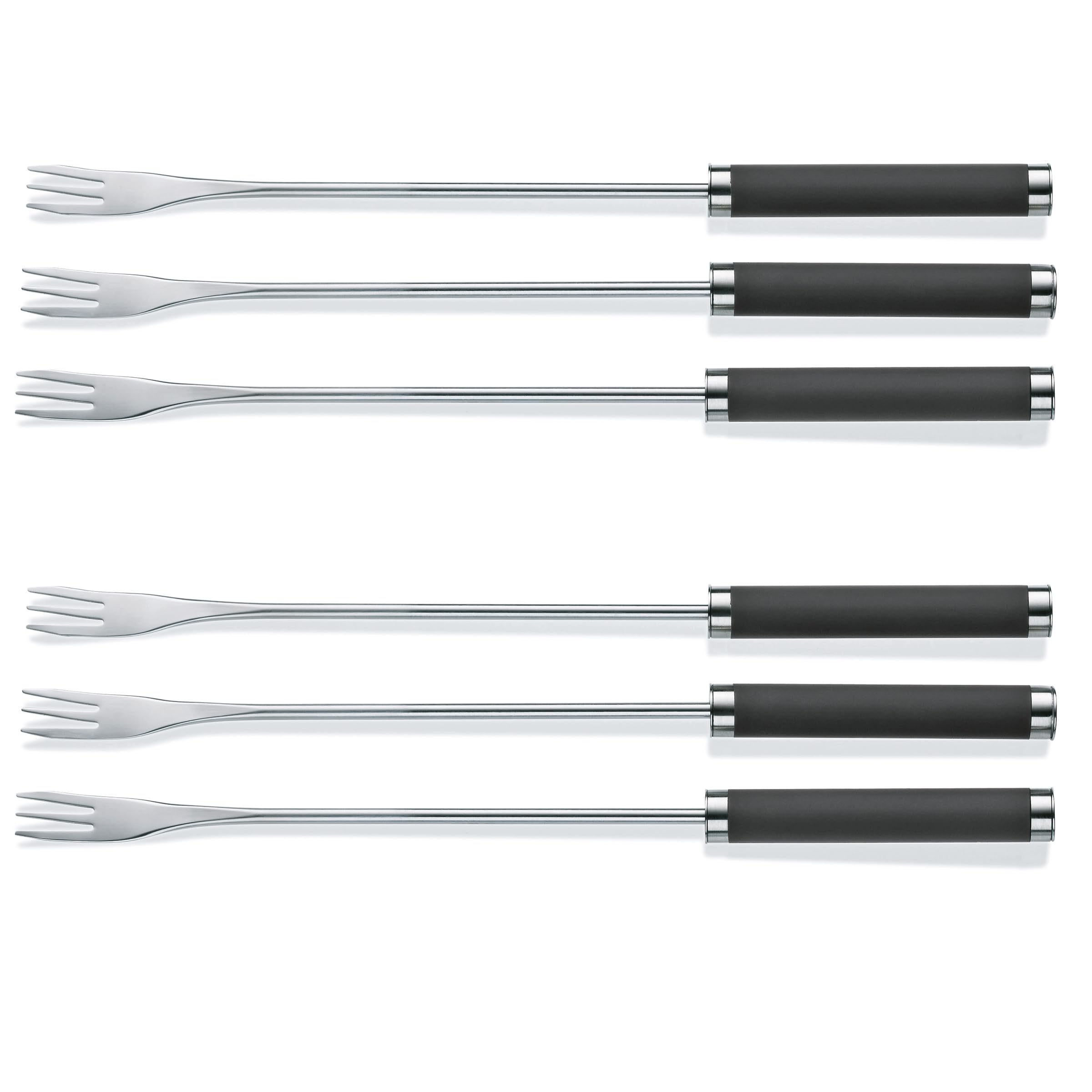 kela fondue fork set 6 pieces MONTANA, cheese fondue skewers 24.5 cm, stainless steel forks with numbering, meat fondue fork, grey