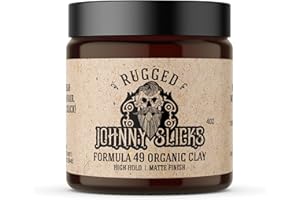 Johnny Slicks Formula 49 Clay All Organic Pomade | Firm Hold & Matte Finish (Promotes Healthy Hair Growth, Helps Hydrate Dry Skin), Rugged 2-ounce