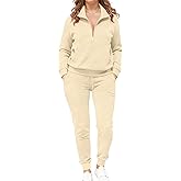Bealin 2 Piece Sets for Women Sweatsuit Long Sleeve Half Zip Tops and Sweatpants Workout Tracksuit Matching Sets