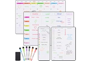 POPRUN Magnetic Weekly Calendar for Fridge, Menu Board, Dry Erase Whiteboard Calendar, to Do List and Daily Planner, Perfect as Family Planner（4 Pack）