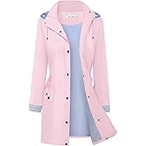 BBX Lephsnt Rain Coats for Women Waterproof Rain Jacket Lightweight Windbreaker Outdoor Hooded Trench Coat