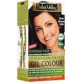 Indus Valley Natural Organic Damage Free Gel Hair Color | Organic Hair Dye, Ammonia Free, Vegan & Cruelty Free | Up to 100% Gray Coverage, Long Lasting Results |Dark Brown 3.0 (20gram+200ml)